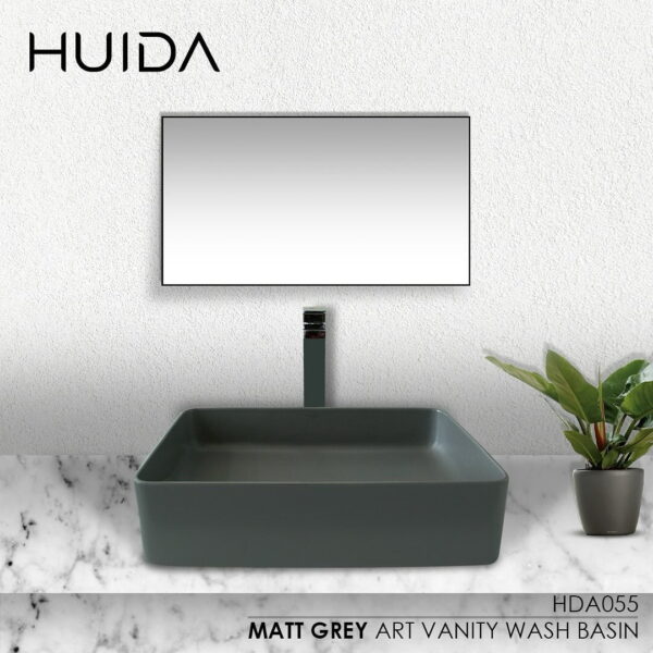Matt Grey Art Vanity Wash Basin - The Dhaka Sanatary